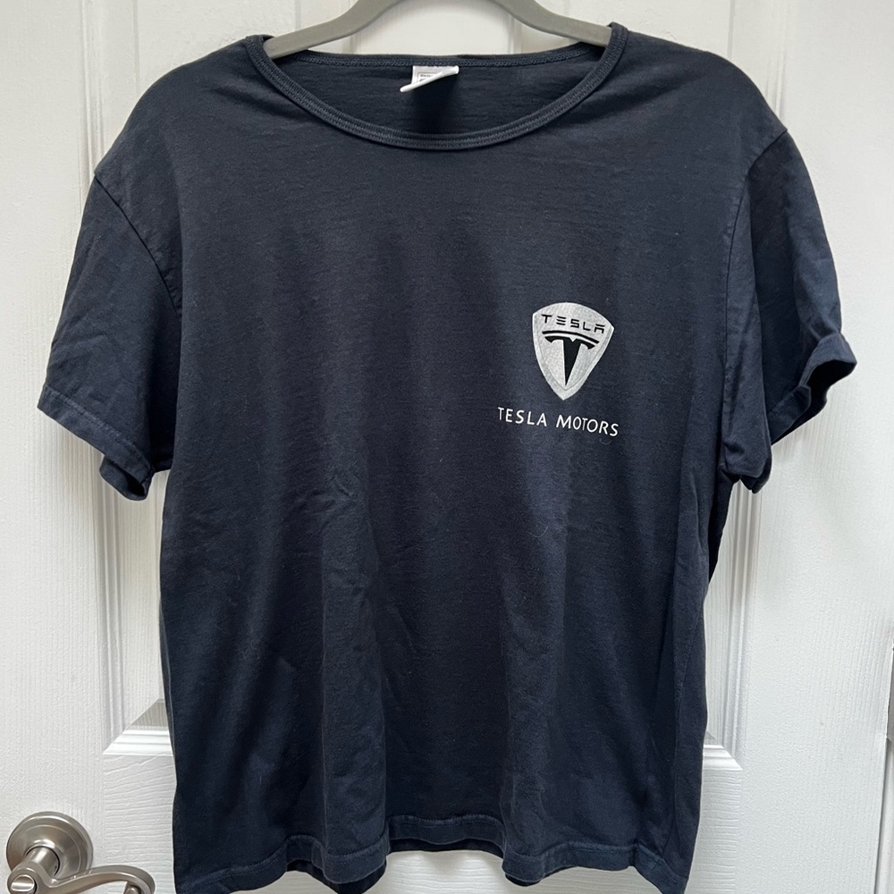 Tesla 2007 Navy Blue Organic Cotton T-Shirt Original Logo Size Large
